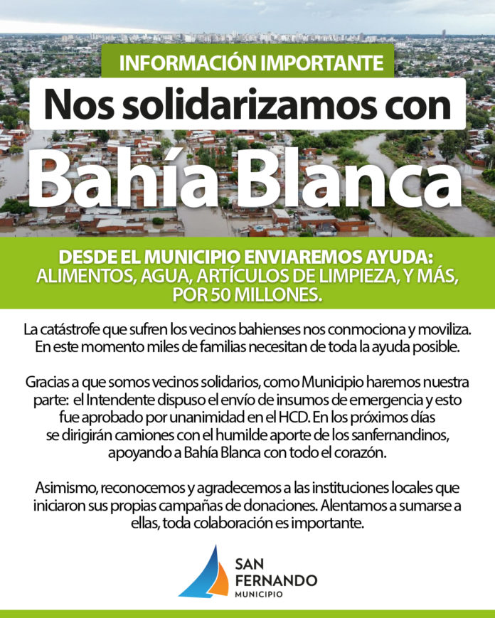 San Fernando se solidariza con Bahía Blanca marzo 2025