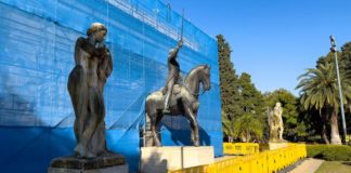 Monumento a Simón Bolívar: comenzó la restauración de una obra histórica del Parque Rivadavia