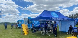 Emergencias San Miguel participó de un simulacro de choque múltiple en el Colegio Militar