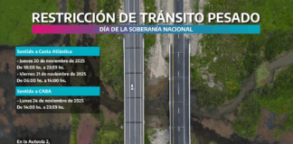 Restricción de tránsito pesado por el Día de la Soberanía Nacional
