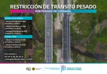 Restricción de tránsito pesado por el feriado de Carnaval