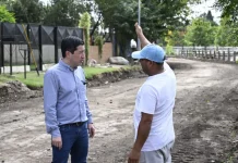 Nardini recorrió el avance de obra de pavimentación de la calle Estado de Israel