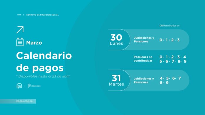 Calendario de pagos marzo