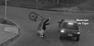 Ciclista cruzó de manera imprudente y fue atropellado por un automóvil en General Pacheco: está fuera de peligro