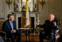 Primer encuentro de Jorge Macri con el nuevo nuncio apostólico Michael Wallace Banach, con el foco en la visita del Papa