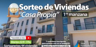 San Fernando sorteará 44 viviendas el martes 22/9 y reabrió la inscripción